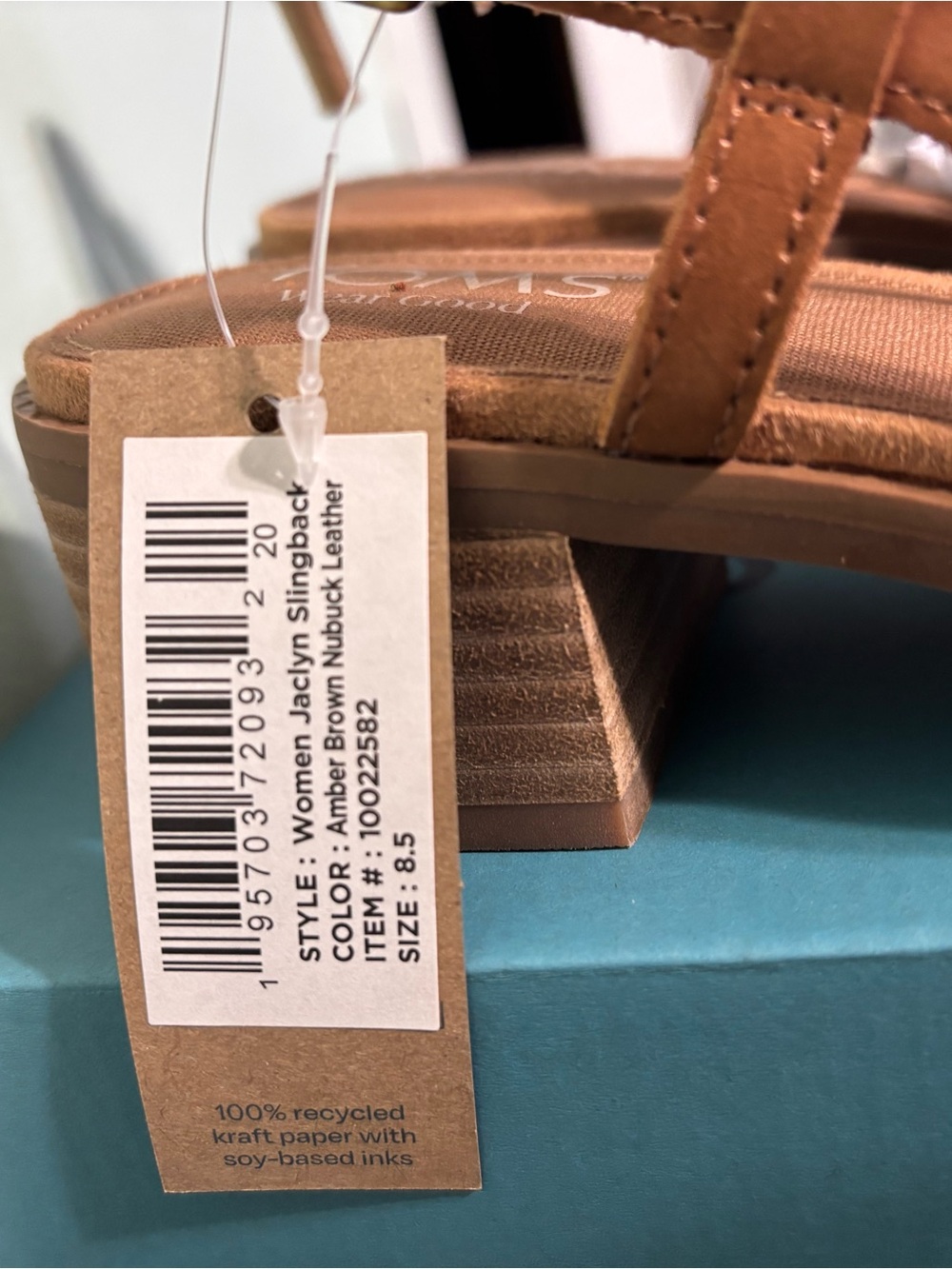 TOMS Jaclyn Slingback Amber Brown Nubuck Leather Women's Mules - Picture 2 of 8